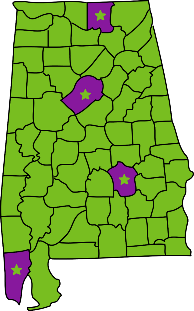 map of where CAS office are in Alabama